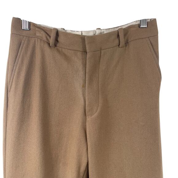 Billy Reid Brown Wide Leg Wool Flat Front Dress Pants Women Sz 6 / 28"x30" FLAW - Picture 4 of 7
